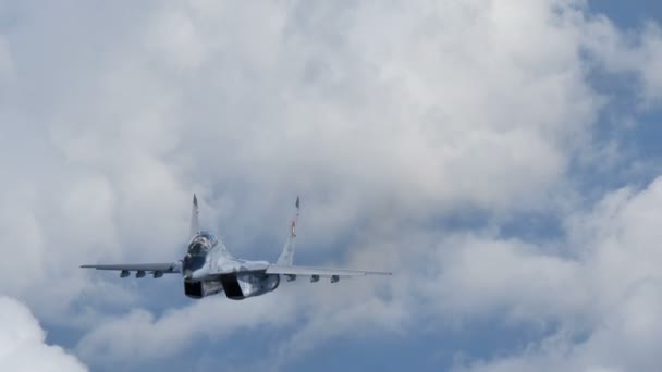 Mikoyan Gurevich MiG-29 Fulcro da Força Aérea Búlgara Rare Air to Air 4K — Vídeo de Stock
