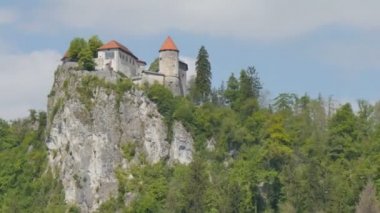 Kanlı Kale Hiperlapse. 4K Yüksek Çözünürlüklü Iconic Slovenya Tarihi Tarihi.