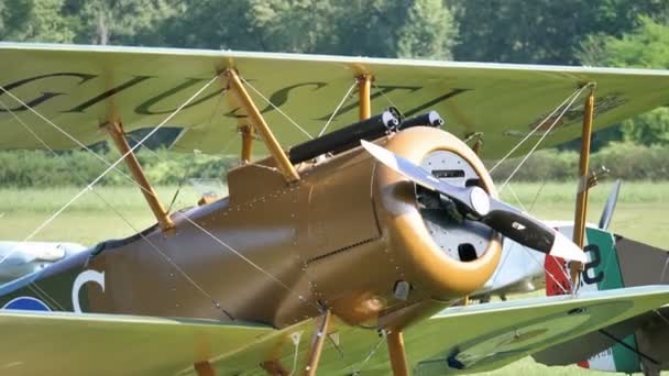 Prima guerra mondiale British storyc aereo da caccia biplano militare Sopwith Camel — Video Stock