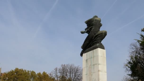 Monumento de Gratidão à França em Kalemegdan Fortaleza de Belgrado, Sérvia — Vídeo de Stock