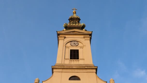 Catedral de San Miguel Arcángel, Saborna Crkva, Iglesia Ortodoxa Serbia — Vídeo de stock