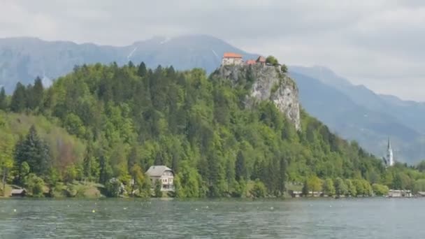 Bled Castel 4K UHD Hyperlapse Slovenia Lago Iconico Paesaggio — Video Stock