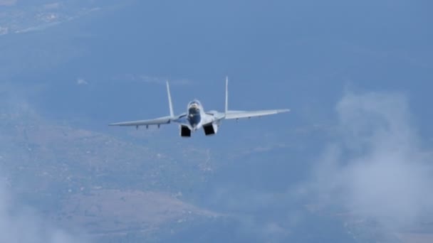 Vista aproximada do MiG29 das Aeronaves de Combate da Força Aérea Búlgara em Voo em UltraHD — Vídeo de Stock