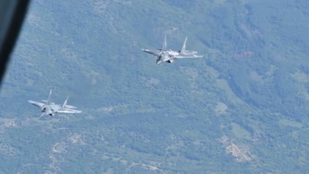 Mikoyan Gurevich MiG 29 Fulcrum AirForce Air to Air Ρωσικό μαχητικό αεροσκάφος ψυχρού πολέμου — Αρχείο Βίντεο