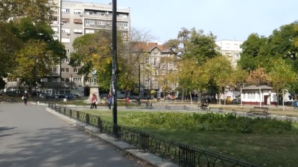 Studentski Park, Akademischer Park, in Studentski Trg, Studentenplatz, Belgrad — Stockvideo