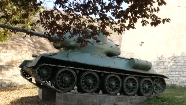 Belgrad Kalemegdan Kalesi Askeri Müzesi 'nde toplar, tanklar ve toplar — Stok video