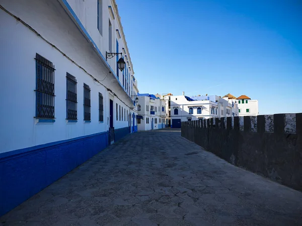 Strada Vuota Nella Città Bianca Asilah Marocco — Foto Stock