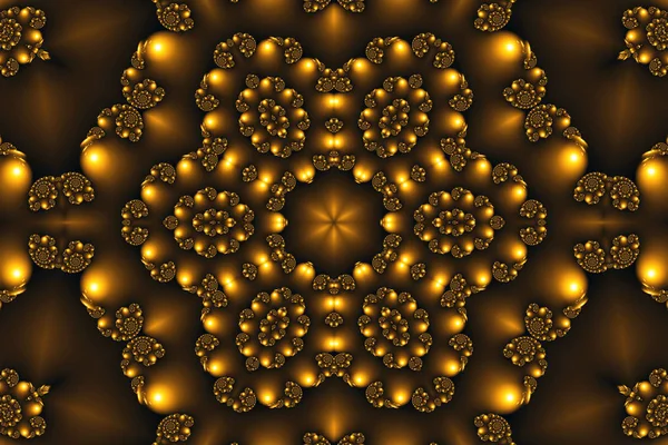 Fraktallar altın renkli bir mandala şeklinde güzel arka plan yaptı