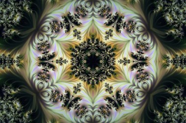 Yeşil bir arka planda dairesel bir süsleme ile Fraktallar güzel yaratıcı soyut arka plan