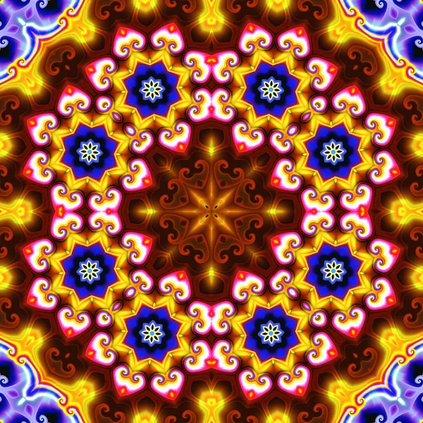 dairesel fraktal süs ve vurgular ve aydınlatma ve kompozisyon merkezinde bir yıldız ile yıldız ile güzel soyut arka plan