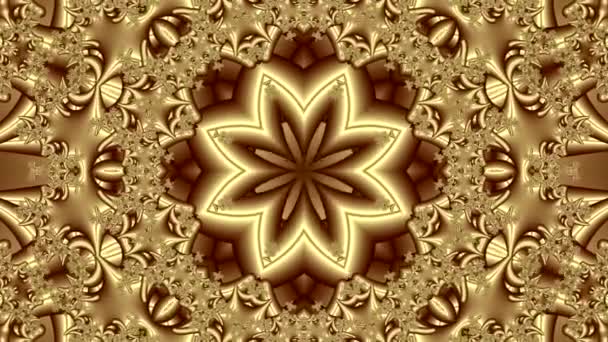 Animated Abstract Background Golden Color Expands Various Shapes Ornament Appear — Stock Video