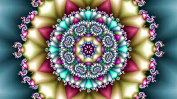 Animation Mandala Fractal Multicolore Lumineux Avec Changement Rapide Divers Ornements — Video