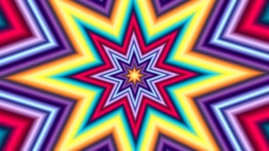 çok katmanlı çok renkli bir yıldızın geometrik soyut şekillere dönüşümü