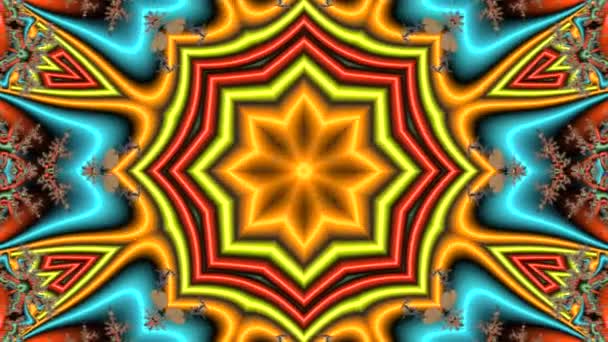 Fundo Abstrato Multicolorido Vomitando Uma Variedade Estrelas Camadas Ornamento Fractal — Vídeo de Stock
