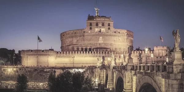 Roma Itália Junho 2018 Vista Noturna Cúpula Castel Sant Angelo — Fotografia de Stock