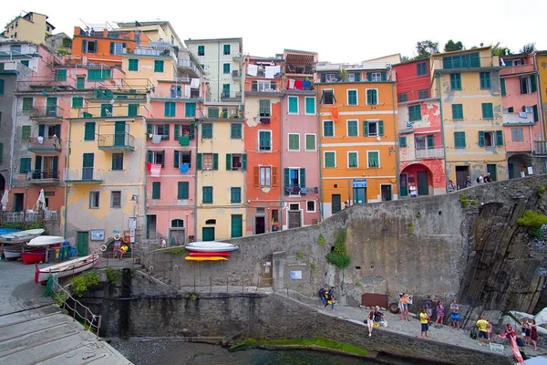 Riomaggiore Itálie Září 2018 Pohled Město Ligurském Moři Starobylé Typické — Stock fotografie