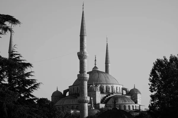 Mešita v Istanbulu při západu slunce s minarety — Stock fotografie