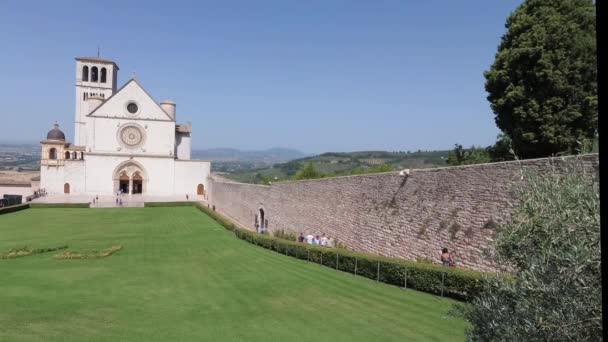 Assisi Італія Серпня 2019 Facade Basilica San Francesco Assisi Front — стокове відео