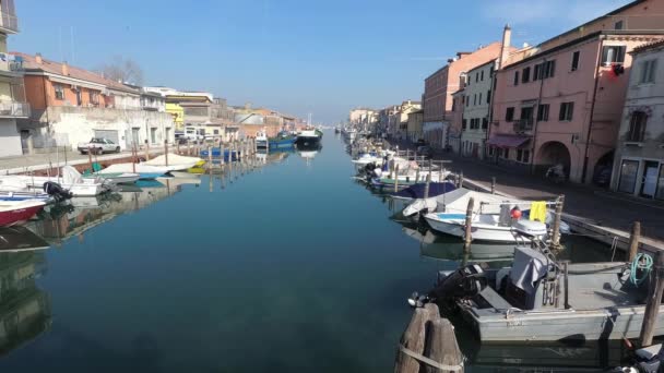 Chioggia Italy February 2019 View Canals Small Characteristic Italian Town — стоковое видео