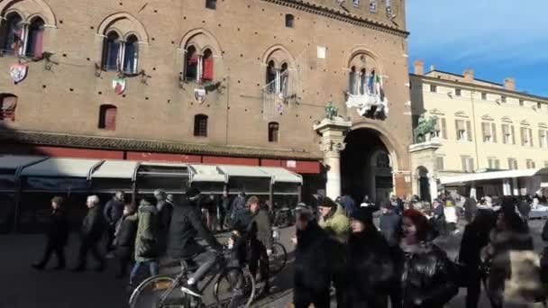 Ferrara Italien Januari 2019 Utsikt Över Stadens Största Torg Mötesplats — Stockvideo