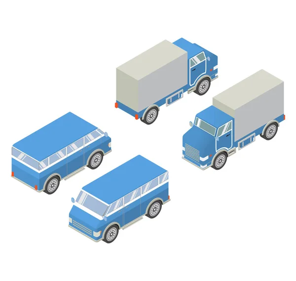 Isometric Vector Image Cargo Truck Van Delivery Infographic Design Elements — Stock Vector