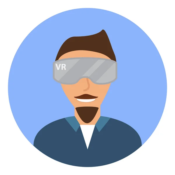 Ein Cartoon Charakter Mann Mit Virtual Reality Brille Flaches Symbol — Stockvektor