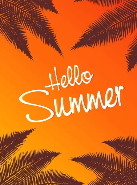 Векторний Напис Hello Summer Помаранчевому Фоні Тло Відпустки Зображенням Хіпстера — стоковий вектор