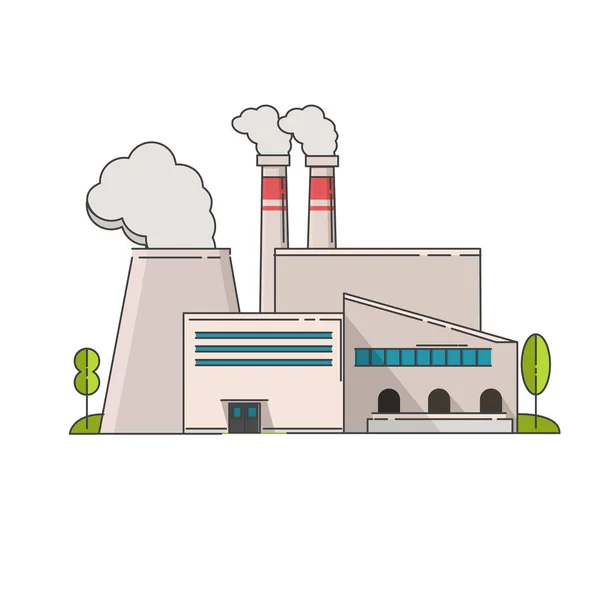 Industriële Fabriek Platte Stijl Een Vector Een Illustratie Fabriek Fabrieksgebouw — Stockvector