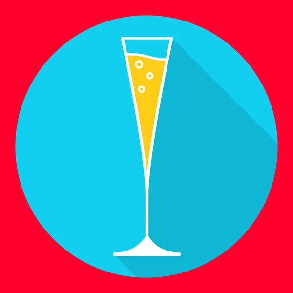 Icona Con Bicchiere Champagne Stile Piatto Vettore Alcolisti Drink Champagne — Vettoriale Stock