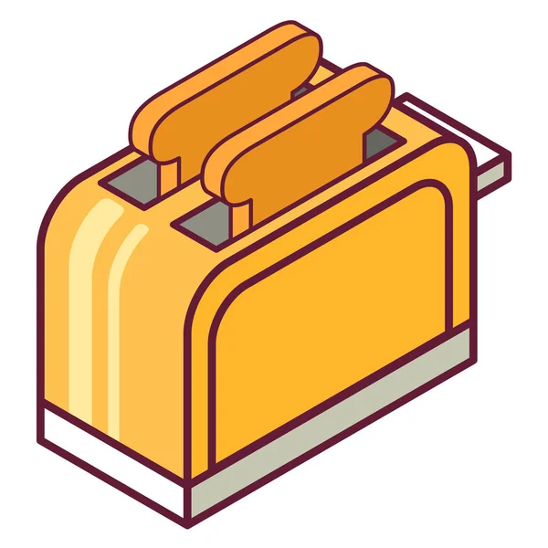 Isometrischer Toaster Mit Brot Küchenausstattung Haushaltsgeräte Flatline Art Vektor Konzept — Stockvektor