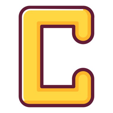 İngiliz alfabesinin C harfi. Alfabetik karakter. Web sitesi için bir simge. Çizgi film düz çizgi sanat vektörü. Öge şablon yazı tipi dizayn et