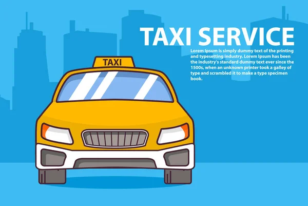 Taxi Service Flat Ligne Art Vector Car Vue Face — Image vectorielle