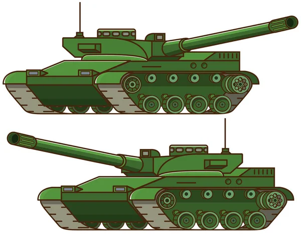 軍用戦車装甲軍戦闘車両砲兵大砲軍事兵器のアイコンのデザインの概念 平行線画ベクトル — ストックベクタ