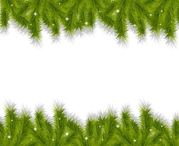 Vánoční strom větve ohraničuje dekorativní pozadí.Zimní dovolená prapor. — Stockový vektor