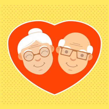 Kutlama kartı. Bayram afişi. Büyükbaba ve büyükanne..