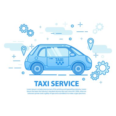 Taksi servisi çağrı simgesi uygulaması. Bir bayrak tasarımı kavramı.