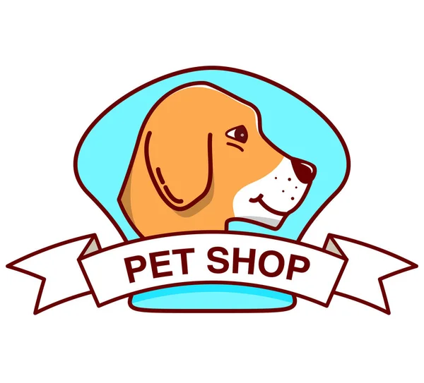 Loja de animais. Cão beagle animal. Personagem dos desenhos animados. — Vetor de Stock