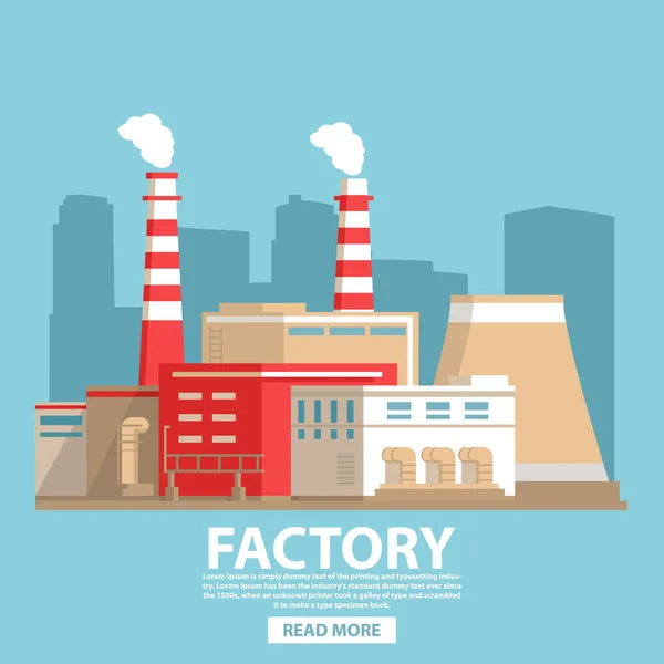 Edificio industrial. Ciudad paisaje central nuclear. — Vector de stock