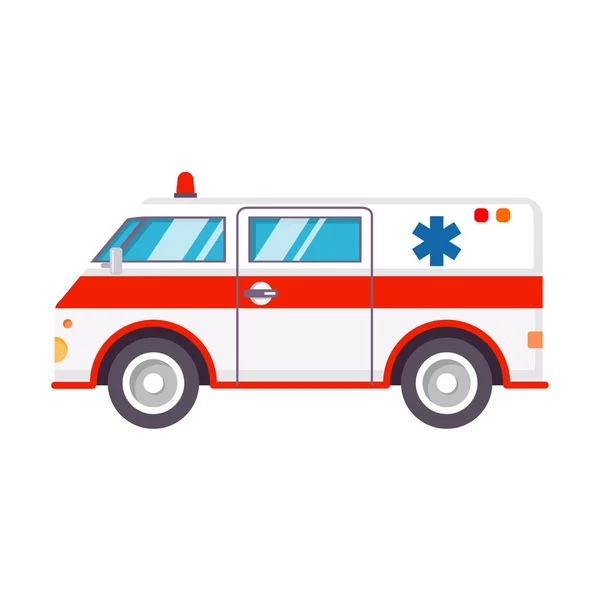 Ambulancia car.Hospital transporte atención médica clinic.Vector en estilo plano. — Archivo Imágenes Vectoriales