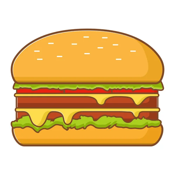 Double cheeseburger with tomato and lettuce leaves,cheese. — Stock Vector
