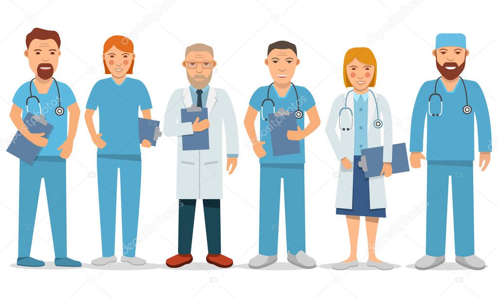 Doctors characters. Female doctor,nurse. Medical hospital staff people.