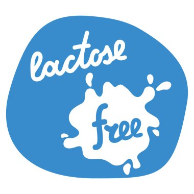 Laktozsuz süt sıçrama etiketi. Bir bayrak tasarımı kavramı.