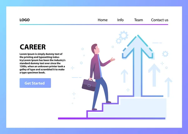 O homem está a subir a escada da carreira. Conceito de desenvolvimento empresarial. —  Vetores de Stock