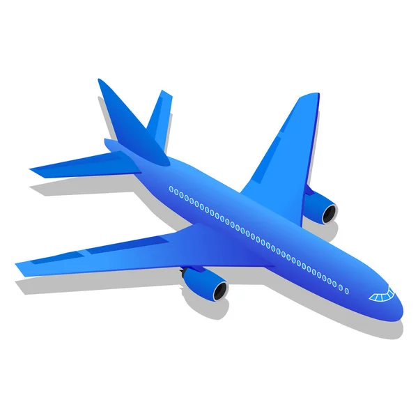 Isometric passenger airliner. A jet of blue color. — Stock Vector