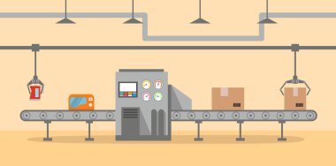 Fabrika konveyör düz bir şekilde paketleme. Karton Kutular ile Taşıyıcı Otomatik Üretim Hattı.
