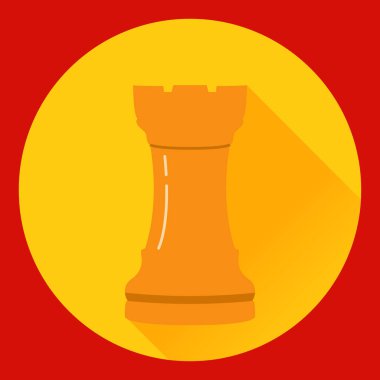 Satranç figürünün simgesi kale düz stil bir vektör. Bir logo ya da web sitesi ögesi için bir tasarım konsepti.
