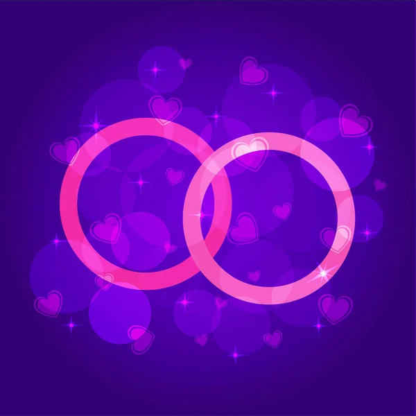 Vektor einer Illustration mit Ringen auf violettem Hintergrund. — Stockvektor