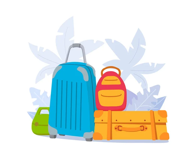 Gepäcktaschen. Handtasche für die Reise. Reisekoffer . — Stockvektor