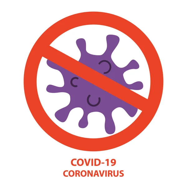 Czerwony zakaz oronawirus ikony.2019-nCoV bakterie Symbol stopu covid 19. — Wektor stockowy