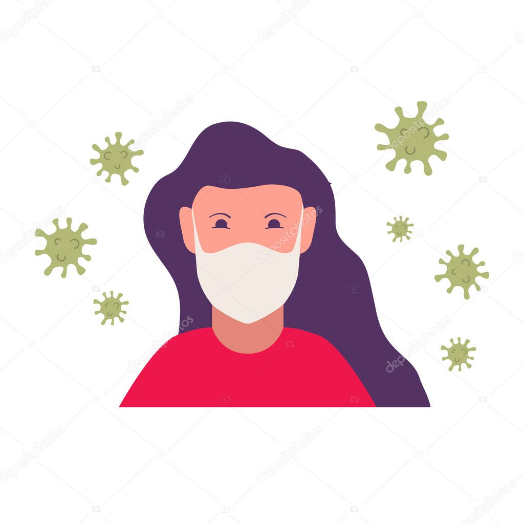 Girl in medical face mask.Dangerous chinese coronavirus quarantine.